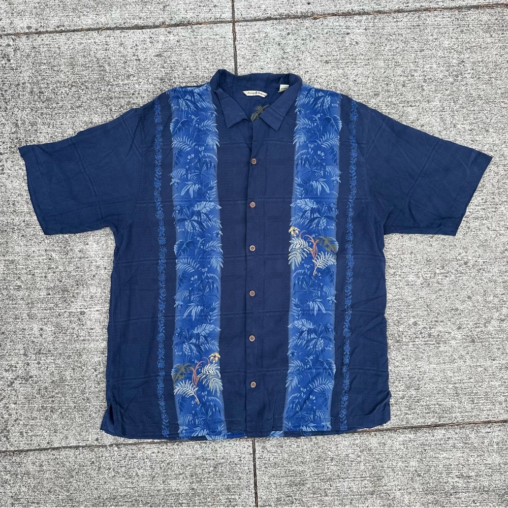 Tommy Bahama Dark Blue Tropical Print Shirt